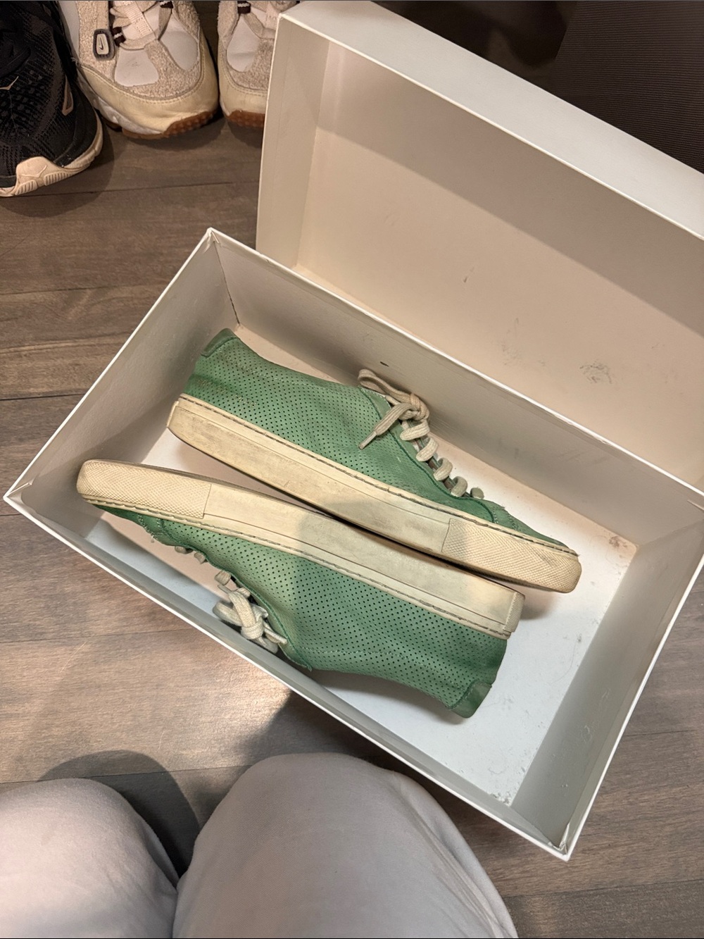 Common Projects Mint Green Perforated Leather Low-Top Sneakers